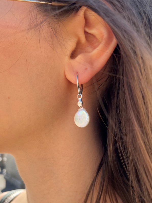 Pearl earrings sterling silver