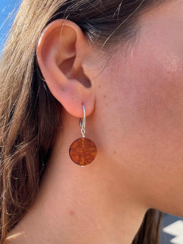 Amber earrings sterling silver