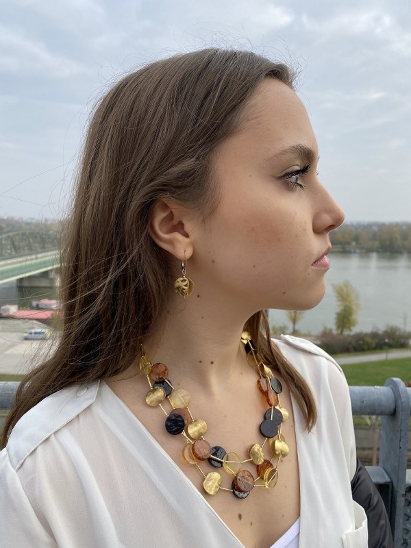 3 row layer amber necklace