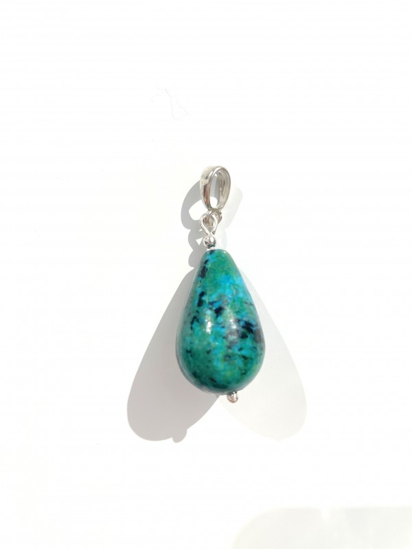 Zawieszka z dużym kamieniem chrysocolą