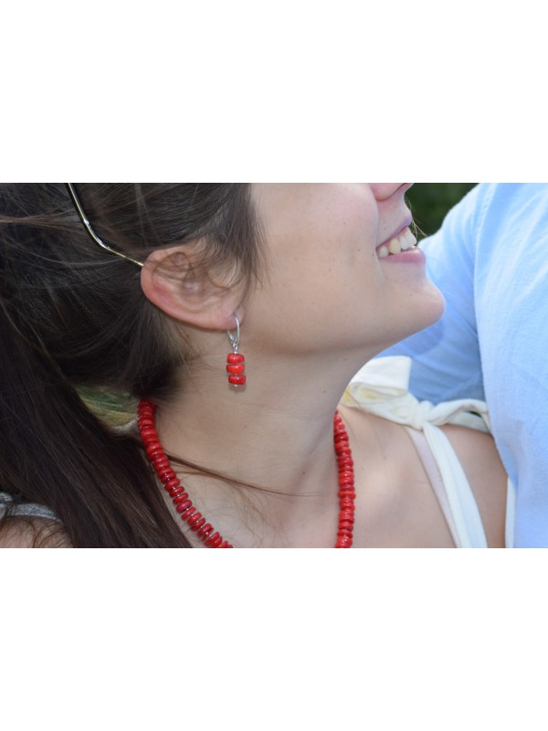Czerwone kolczyki z korala srebro 925