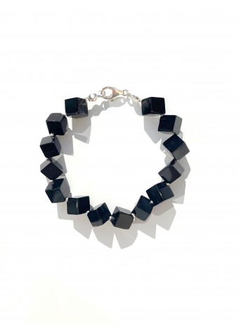 Onyx bracelet sterling silver black cube