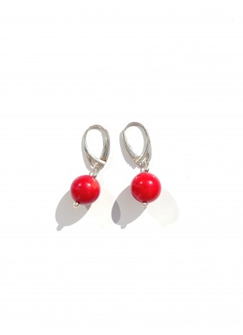 red coral earrings sterling silver