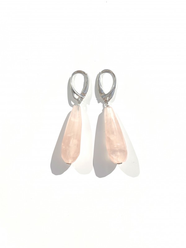 Natur Rosenquarz tropfen 925 Silber